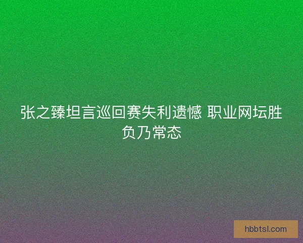 张之臻坦言巡回赛失利遗憾 职业网坛胜负乃常态