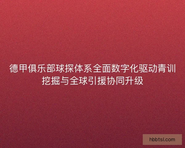 德甲俱乐部球探体系全面数字化驱动青训挖掘与全球引援协同升级